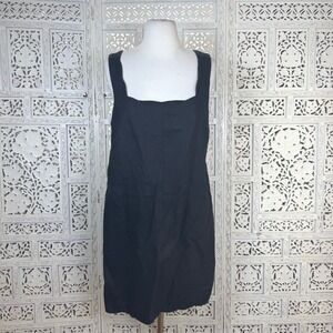 Abercrombie & Fitch Linen Collection Black Shift Dress Medium Tall Scalloped